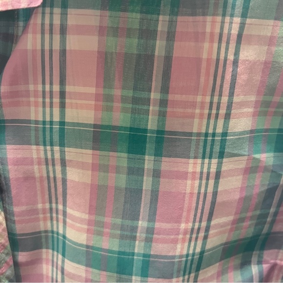 Talbots Purple Teal Plaid Button Up Long Sleeve Shirt Blouse Top Large - Picture 2 of 6